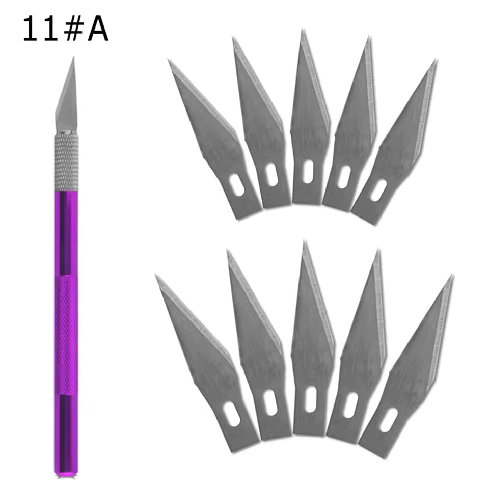 Engraving Non-Slip Metal Knife Kit with 40/10pcs #11 Blades