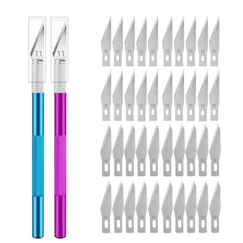 Engraving Non-Slip Metal Knife Kit with 40/10pcs #11 Blades