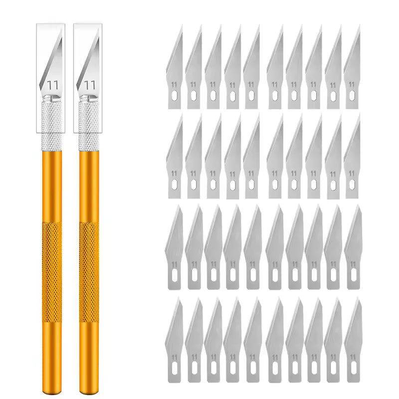 Engraving Non-Slip Metal Knife Kit with 40/10pcs #11 Blades