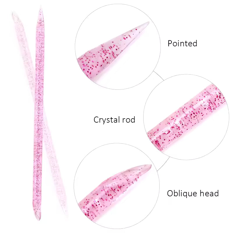 Reusable Double-Ended Crystal Cuticle Pusher Sticks