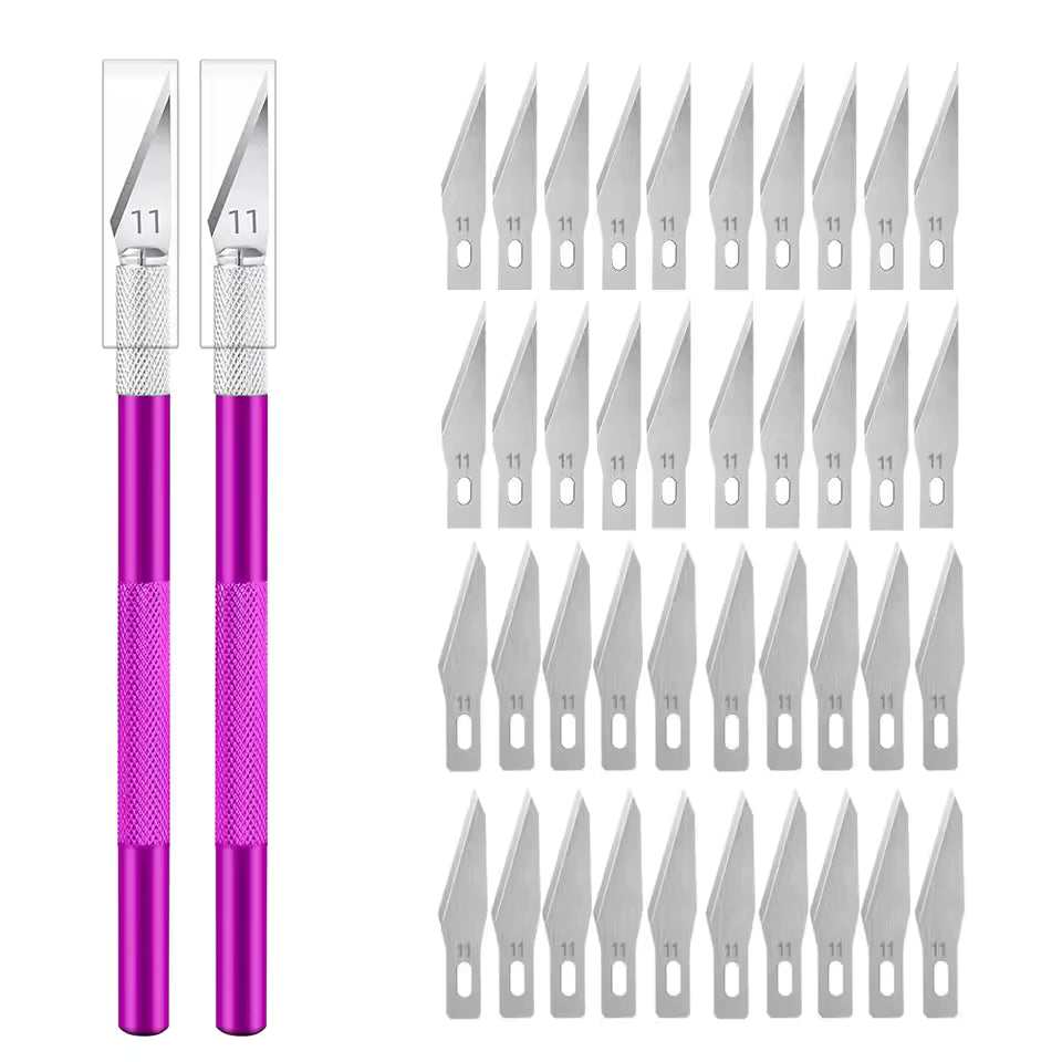 Engraving Non-Slip Metal Knife Kit with 40/10pcs #11 Blades