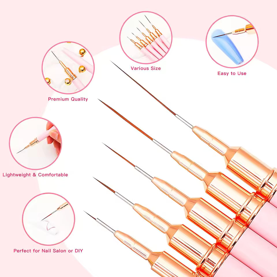 5-Piece Nail Art Liner Brush Set