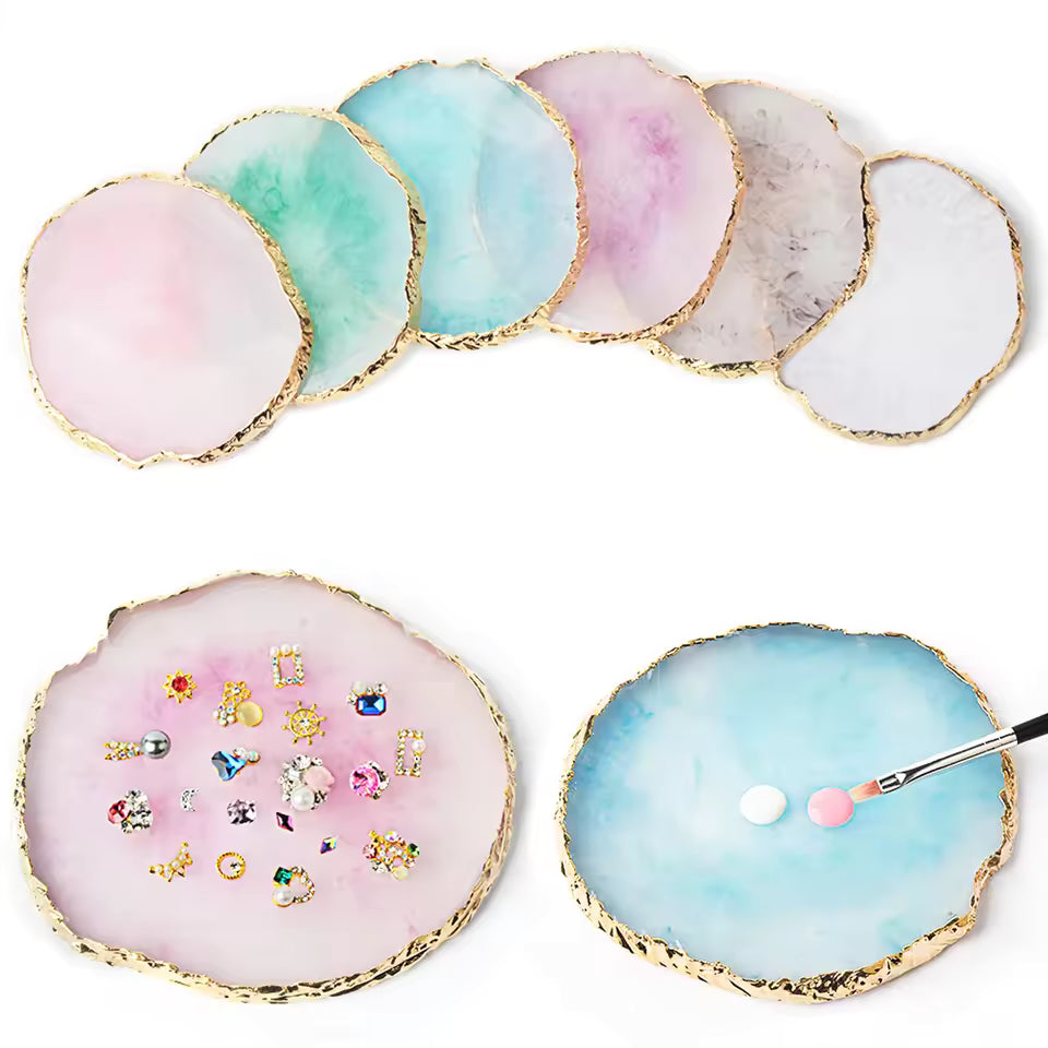 Round Resin Agate Nail Art Palette