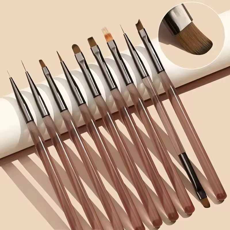 9pcs Professional Nail Art Liner Brush Set