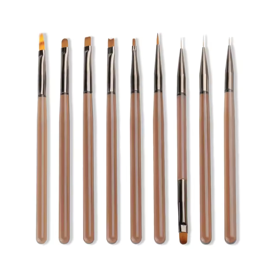 9pcs Professional Nail Art Liner Brush Set