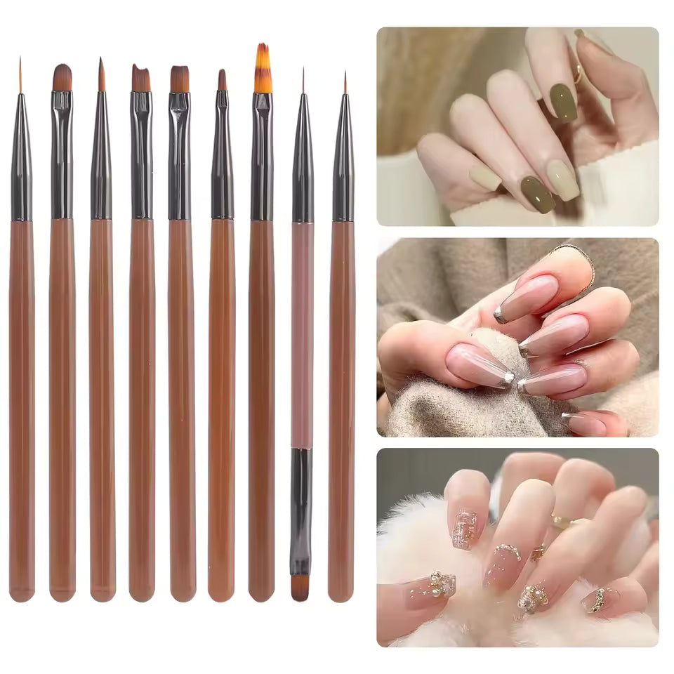 9pcs Professional Nail Art Liner Brush Set
