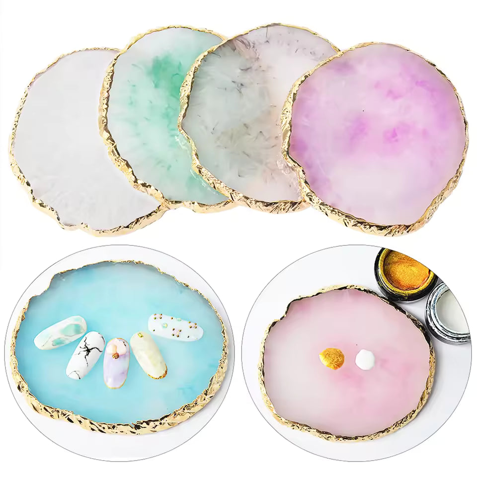 Round Resin Agate Nail Art Palette