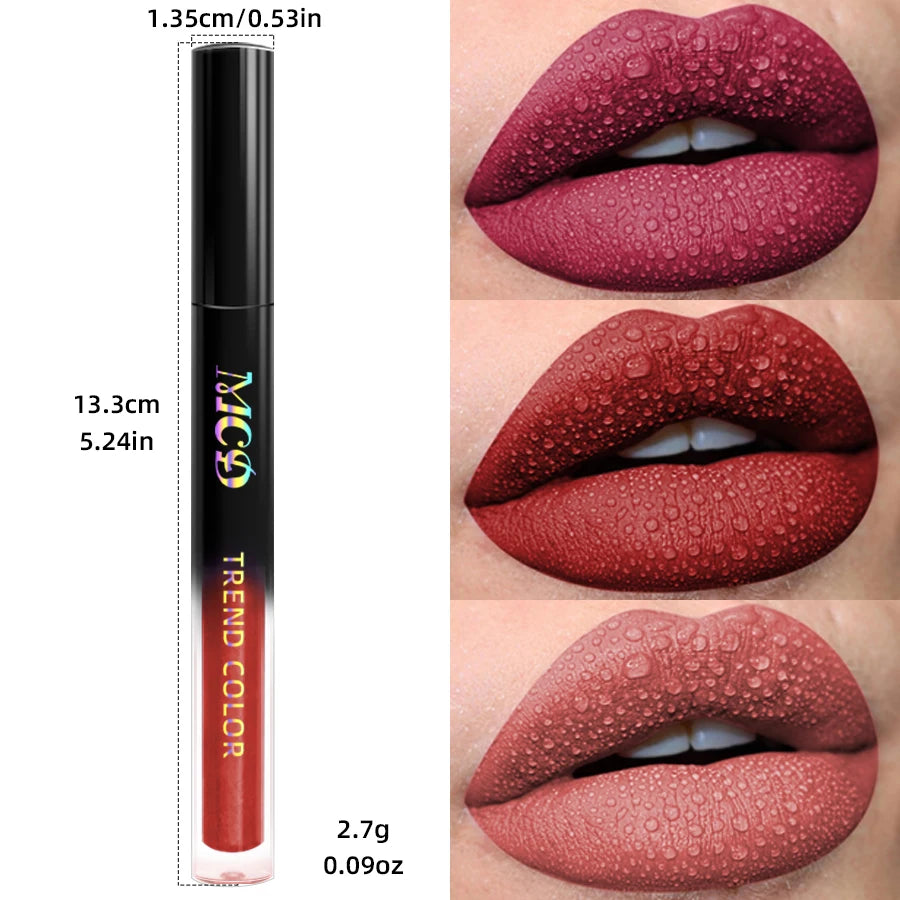 19-Color Matte Velvet Liquid Lipstick