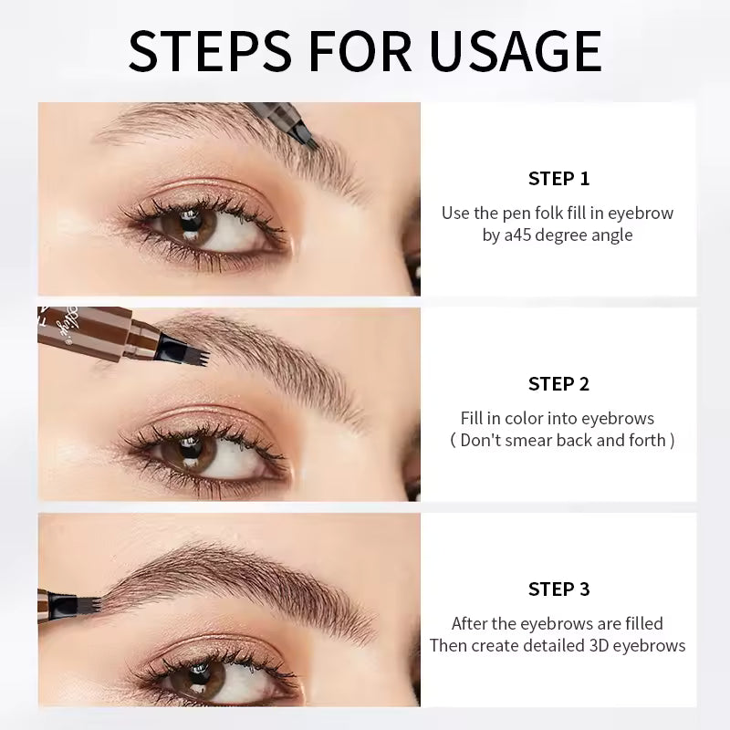 Four-Pronged Waterproof Eyebrow Pencil