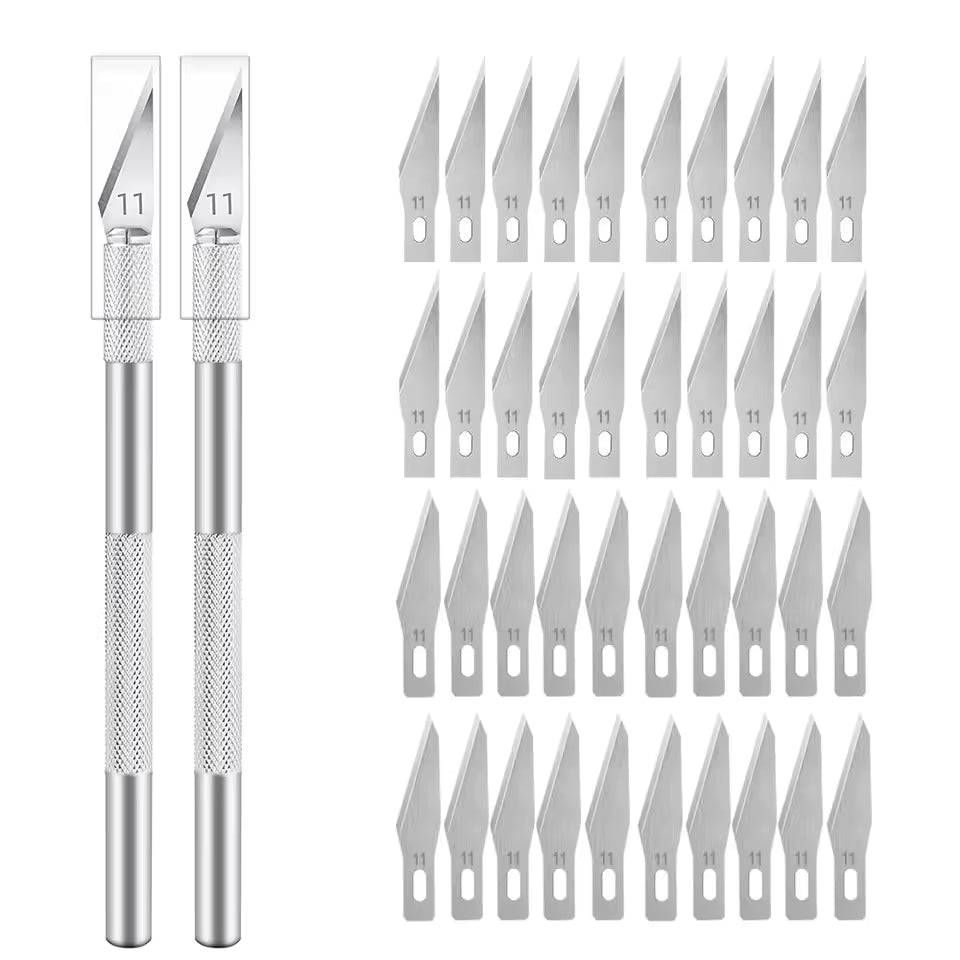 Engraving Non-Slip Metal Knife Kit with 40/10pcs #11 Blades